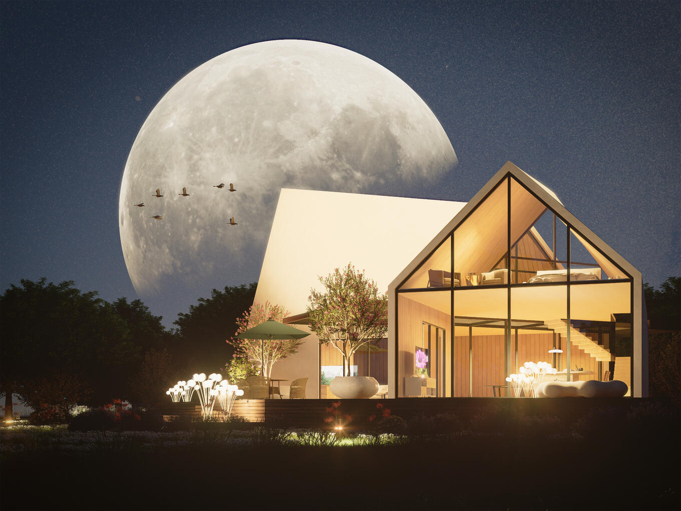 湖边别墅(晚秋之夜)